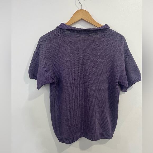 Vintage Purple Short Sleeve Collared Knit Shirt Grunge 90s - Picture 5 of 5